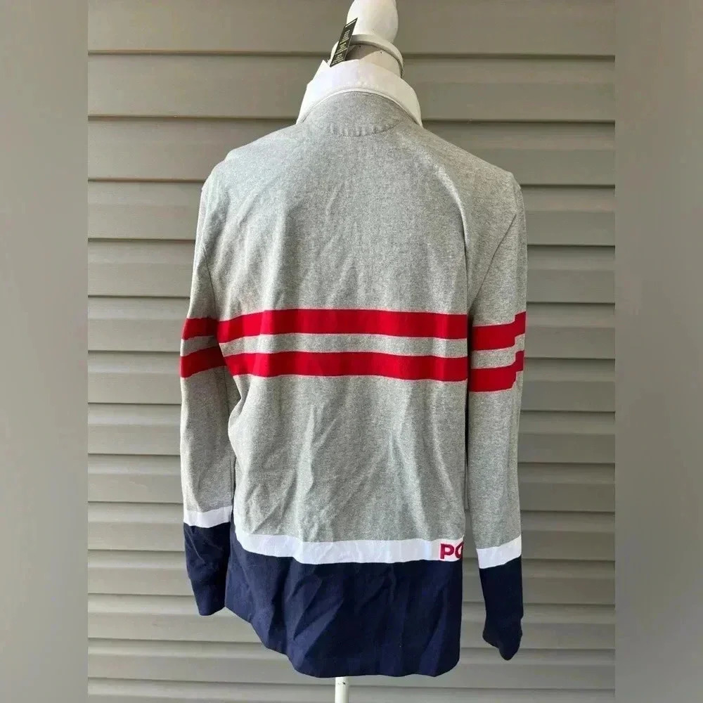 Polo Ralph Lauren Men's Grey Heather Crest Logo Classic Fit Rugby Long Sleeve S - Picture 3 of 10